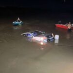 Caminhonete cai no Rio Taquari após motorista não acionar freio de mão